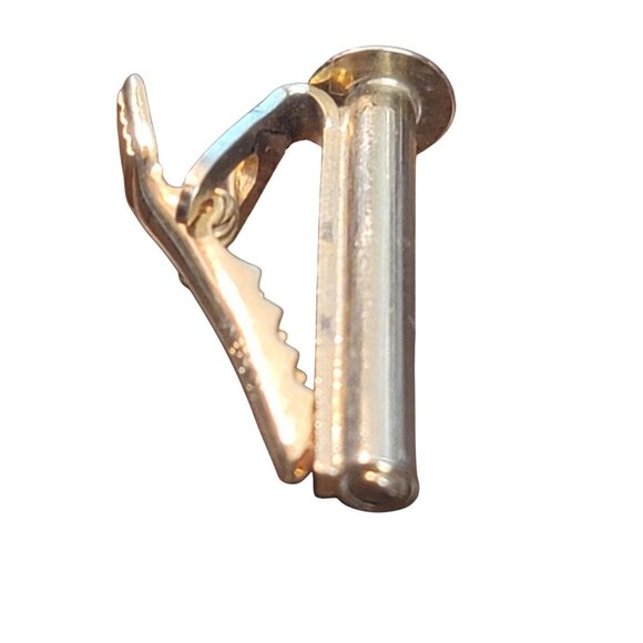 Vtg Signed Myers Co Gold-tone Metal Construction Rivot Tie Clip Wallingford CT - Picture 3 of 5